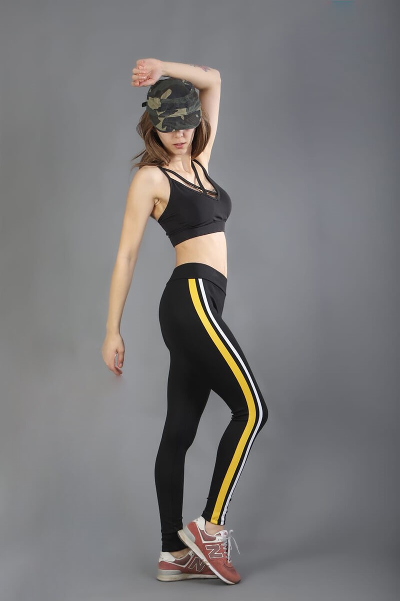 Women's Legging - Black, Yellow, White #9979274