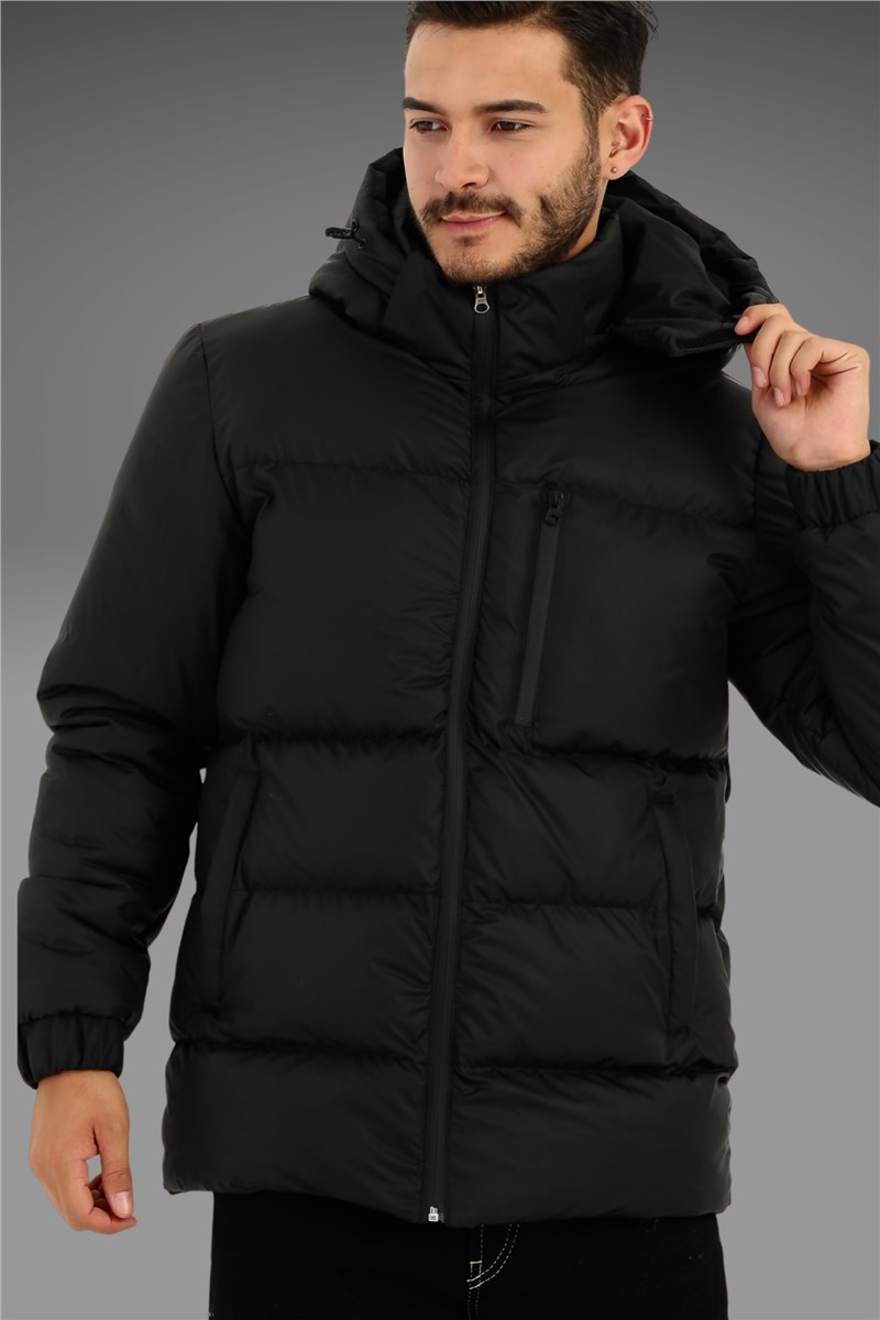 Wasserdichte Herrenjacke mit abnehmbarer Kapuze RCDM-400 – Schwarz #408180