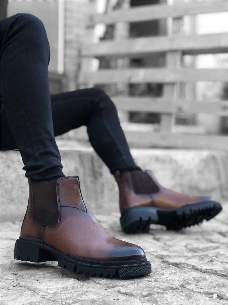 Botas esportivas masculinas com elásticos laterais BA0214 - Taba #362087