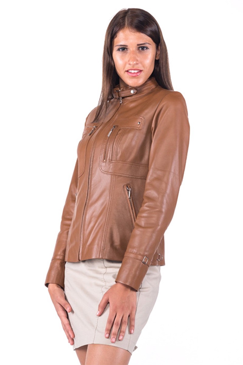 Damen Lederjacke YB-2043 -  hellbraun #319370