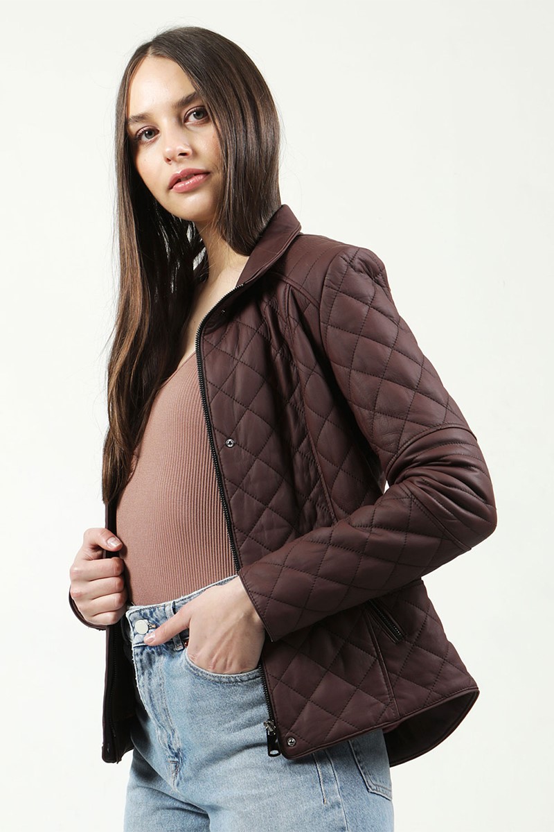 DERİCLUB Damen Lederjacke YB-2125 - bordeaux  #317943