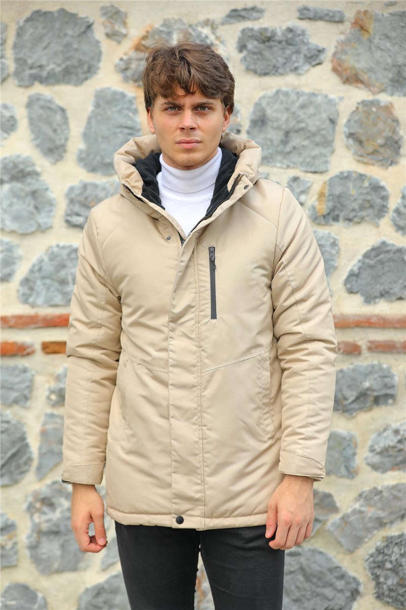 Wasserdichte winddichte Herren-Parkajacke PA-170 mit Kapuze – Hellbeige #408366