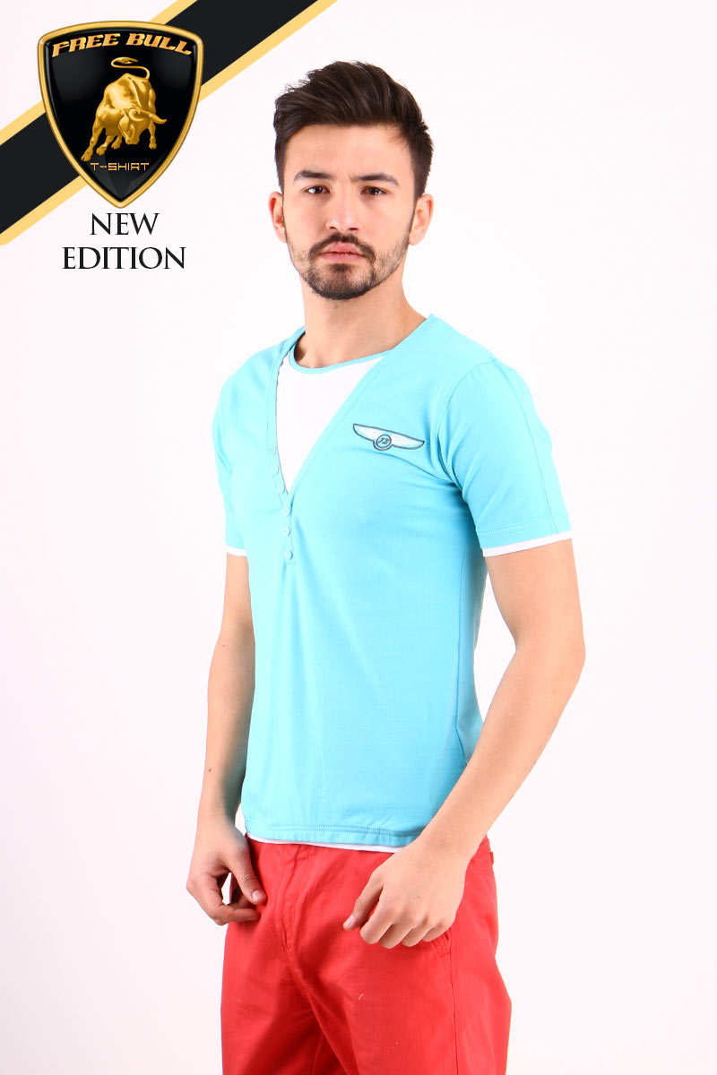 Herren T -Shirt  - blau 1063 -6