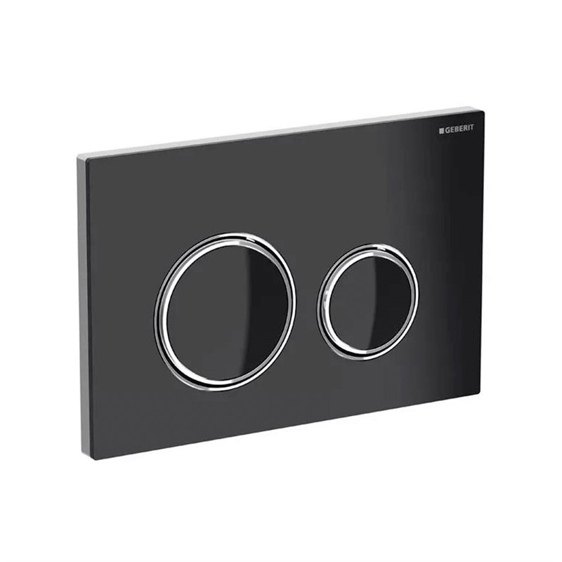 Geberit Sigma21 Double Push Control Panel - Black Glass Chrome #349694