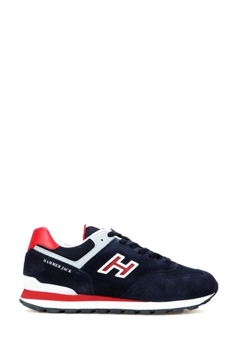 Hammer Jack Herren-Sportschuhe aus echtem Leder – Marineblau mit Rot #368524