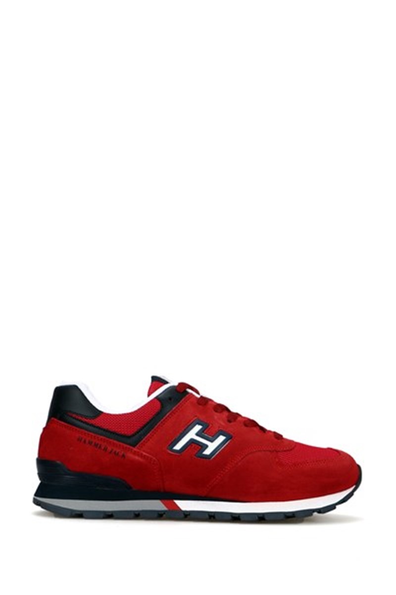 Hammer Jack Herren-Sportschuhe aus echtem Leder – Rot mit Marineblau #368527