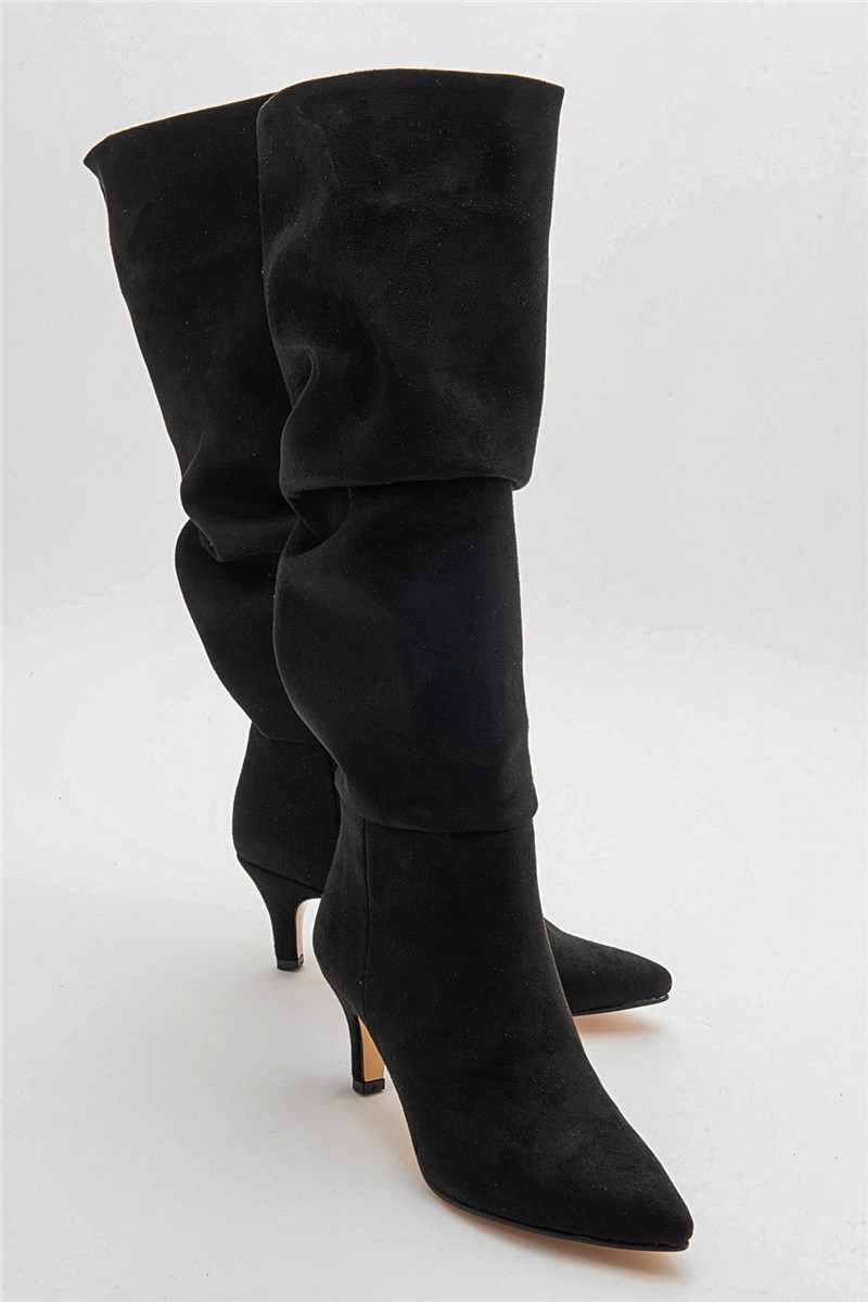 Women's Suede Boots - Black #406364