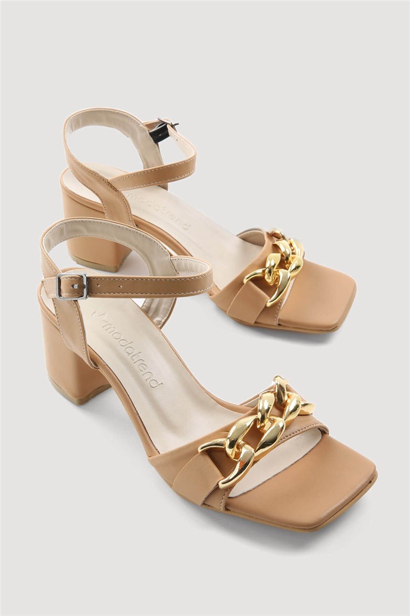 Damen Sandalen Absätze  -beige  #331051