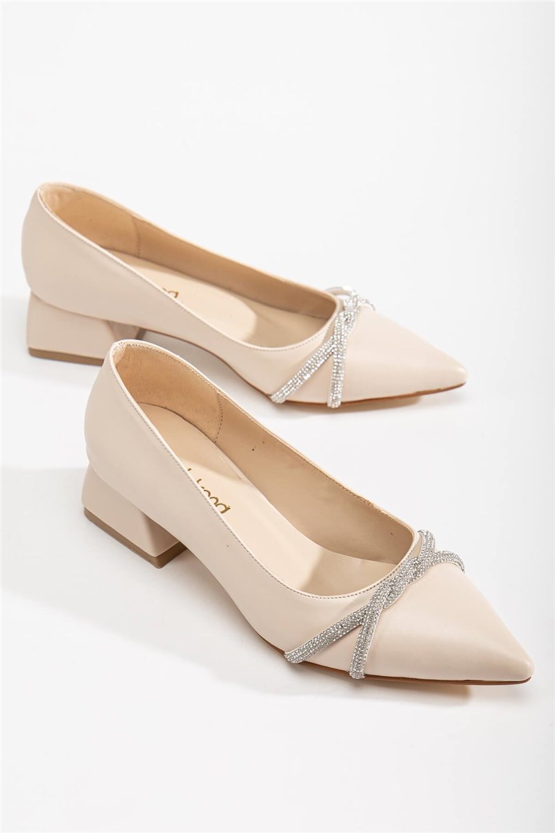 Damenschuhe mit Ziersteinen - Hellbeige #405865