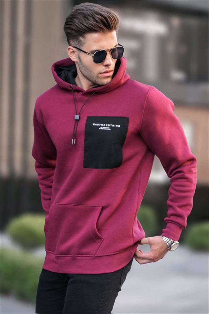 Herren Sweatshirt mit Kapuze 6004 - dunkelrot #357920