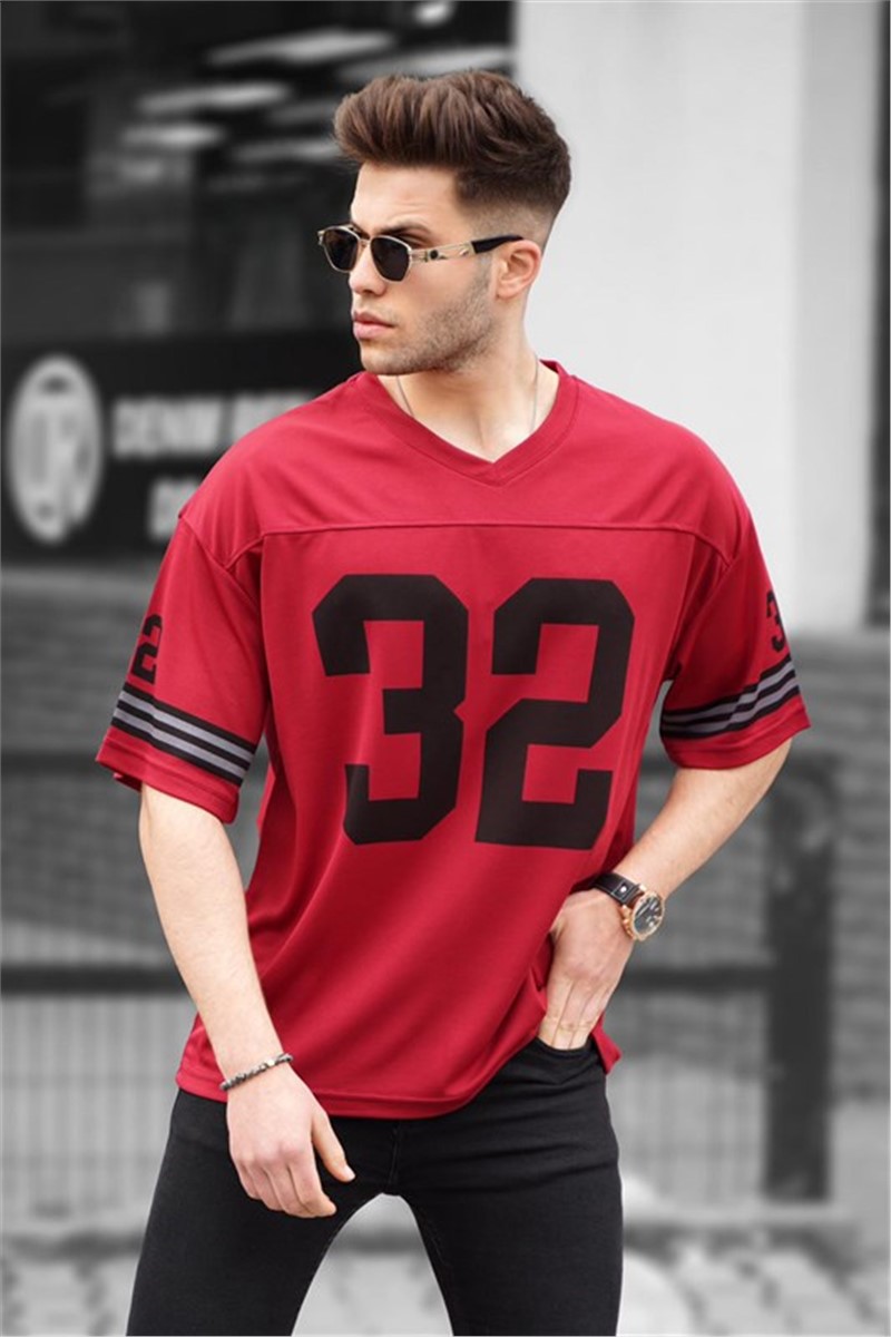 Men's Oversize T-shirt - Dark red #329686