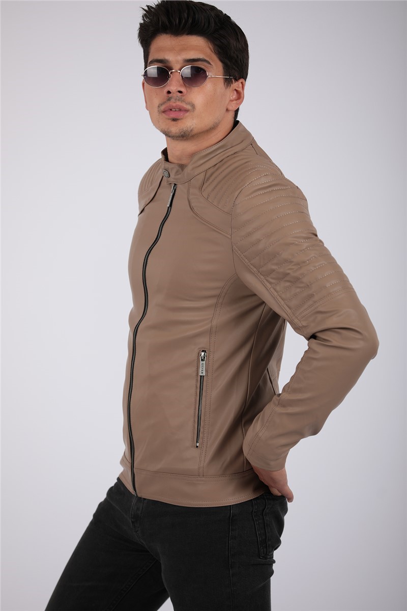 Herren Lederjacke - beige 2021083114