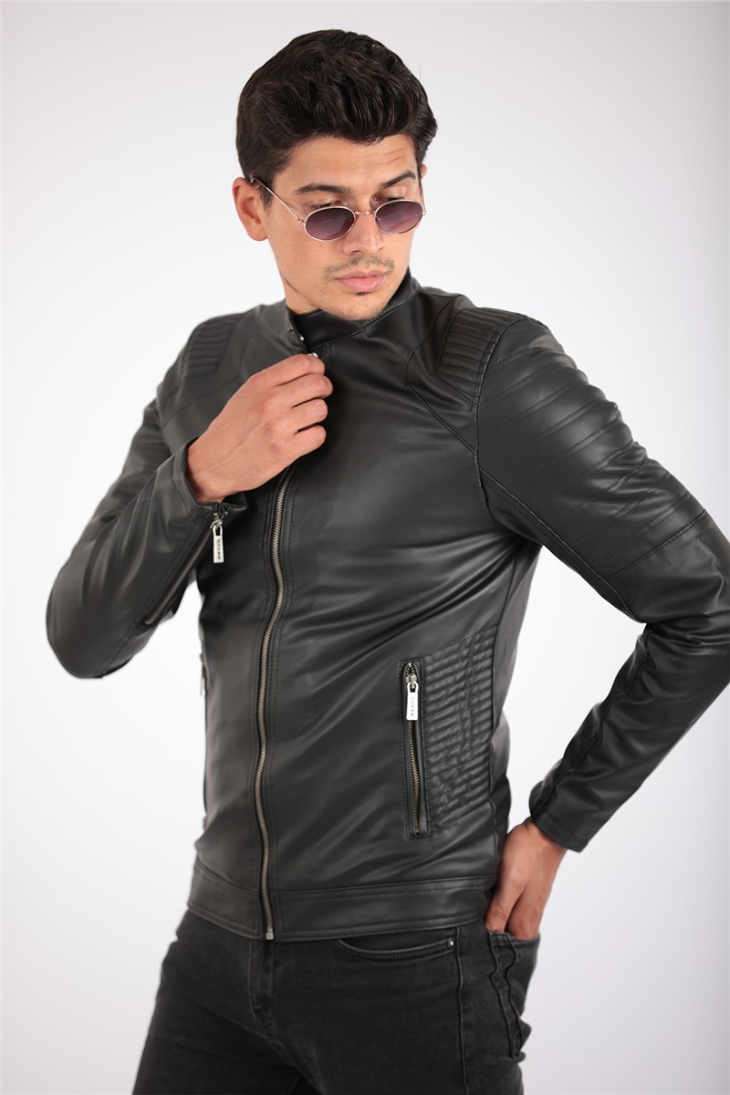 Herren Lederjacke - schwarz 2021083150