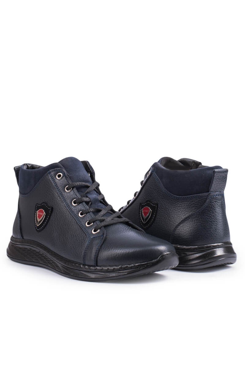 Men's leather boots - Navy Blue 20210834881