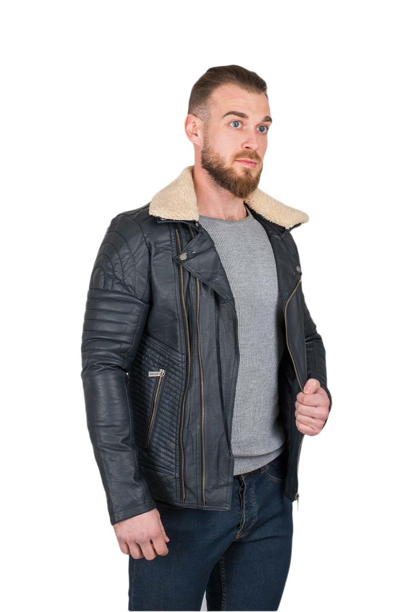 Men's leather jacket - Black 20210835140