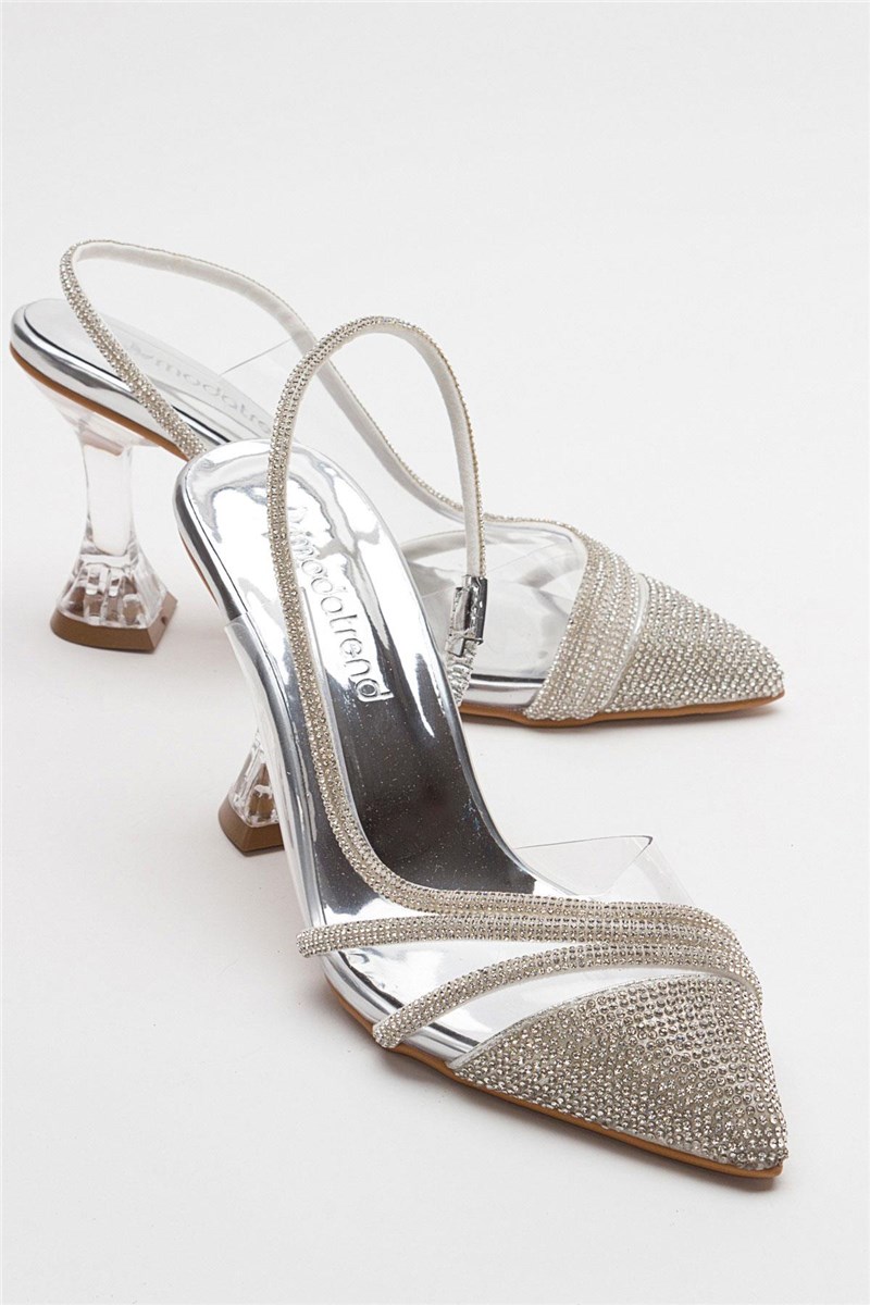 Elegante Damenschuhe mit Absatz – Silber #385592