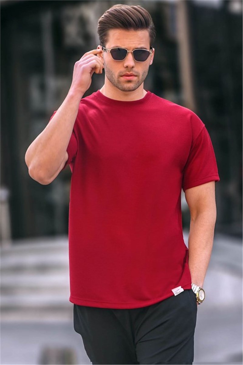 Men's Regular Fit T-Shirt 6099 - Burgundy #394691